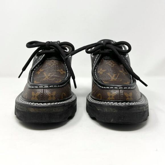 Louis Vuitton Beaubourg Derby Monogram Chunky Heel Shoes 37 - Picture 4 of 10